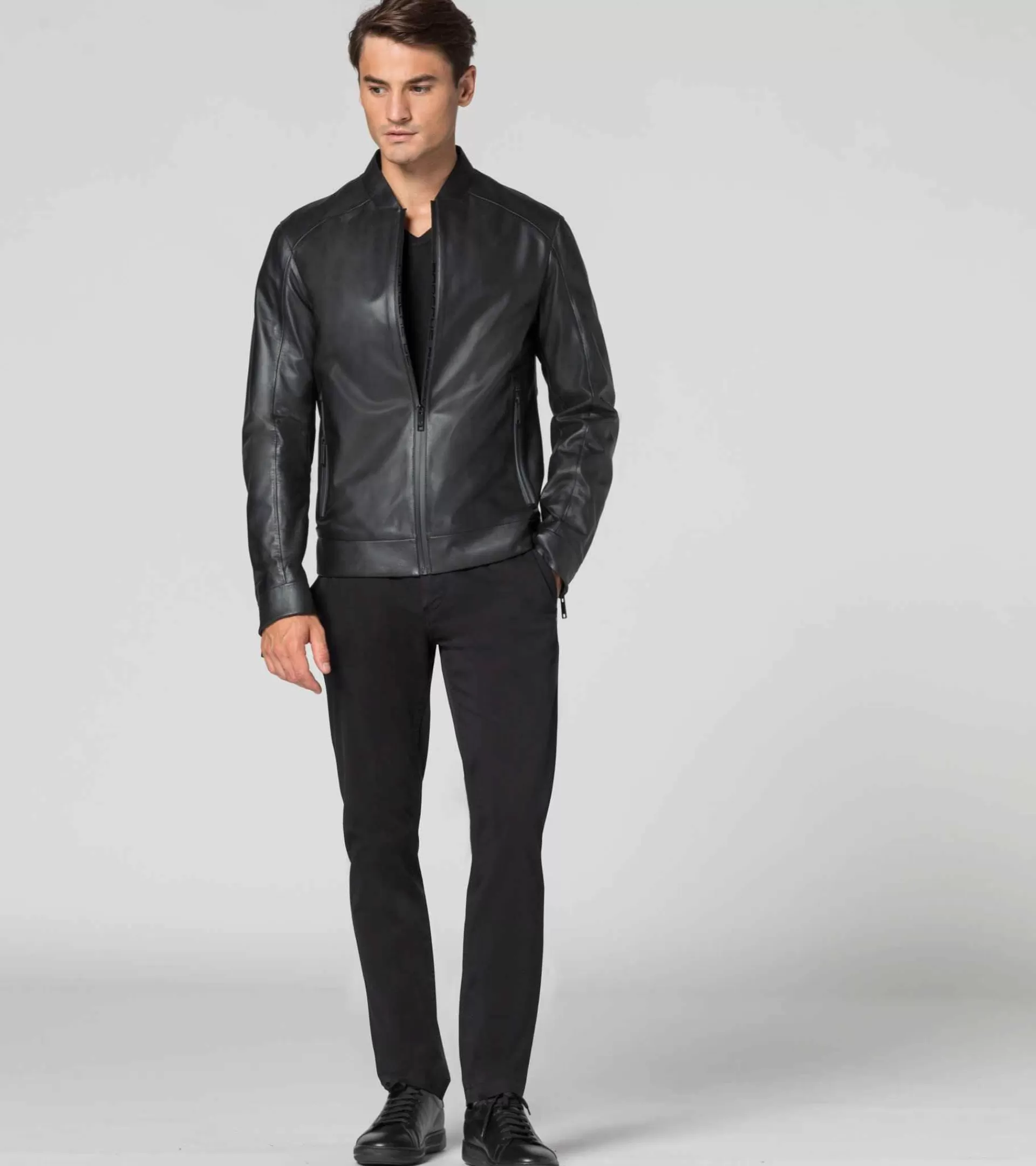 Porsche Design Active Leather Jacket Jet Black Discount