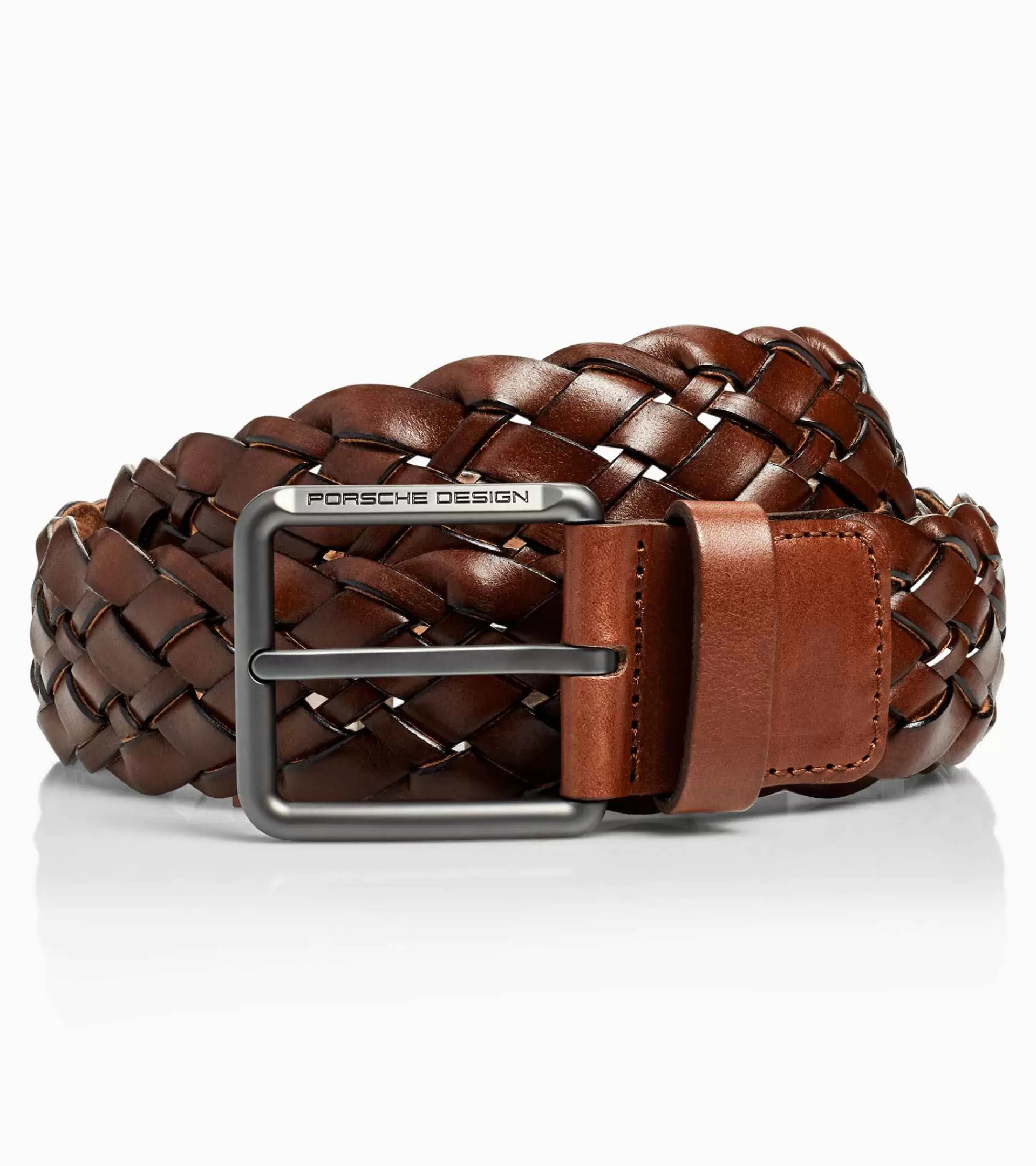 Porsche Design Cinto Casual Braided Pin Buckle Cognac, Titanium Store