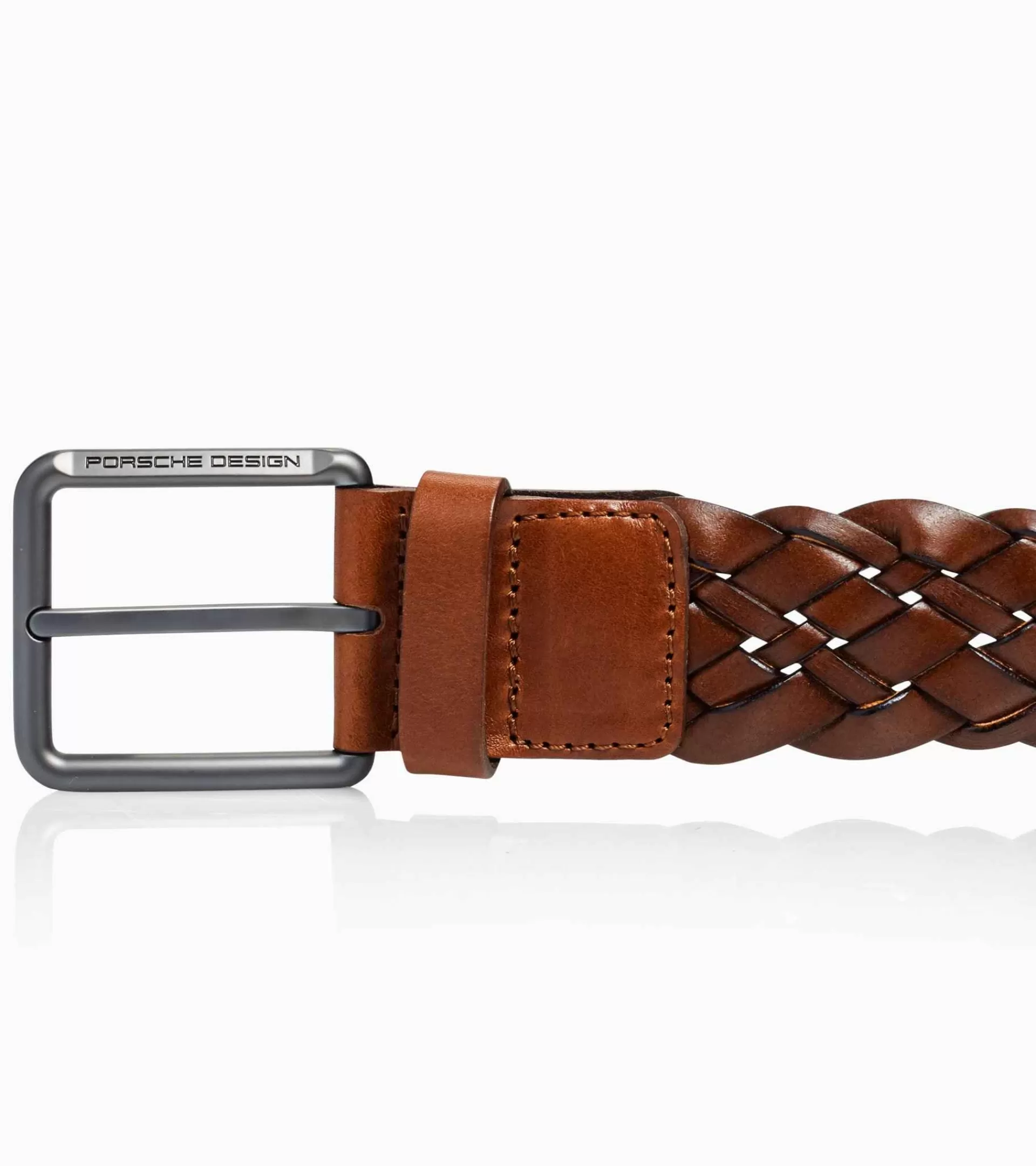 Porsche Design Cinto Casual Braided Pin Buckle Cognac, Titanium Store