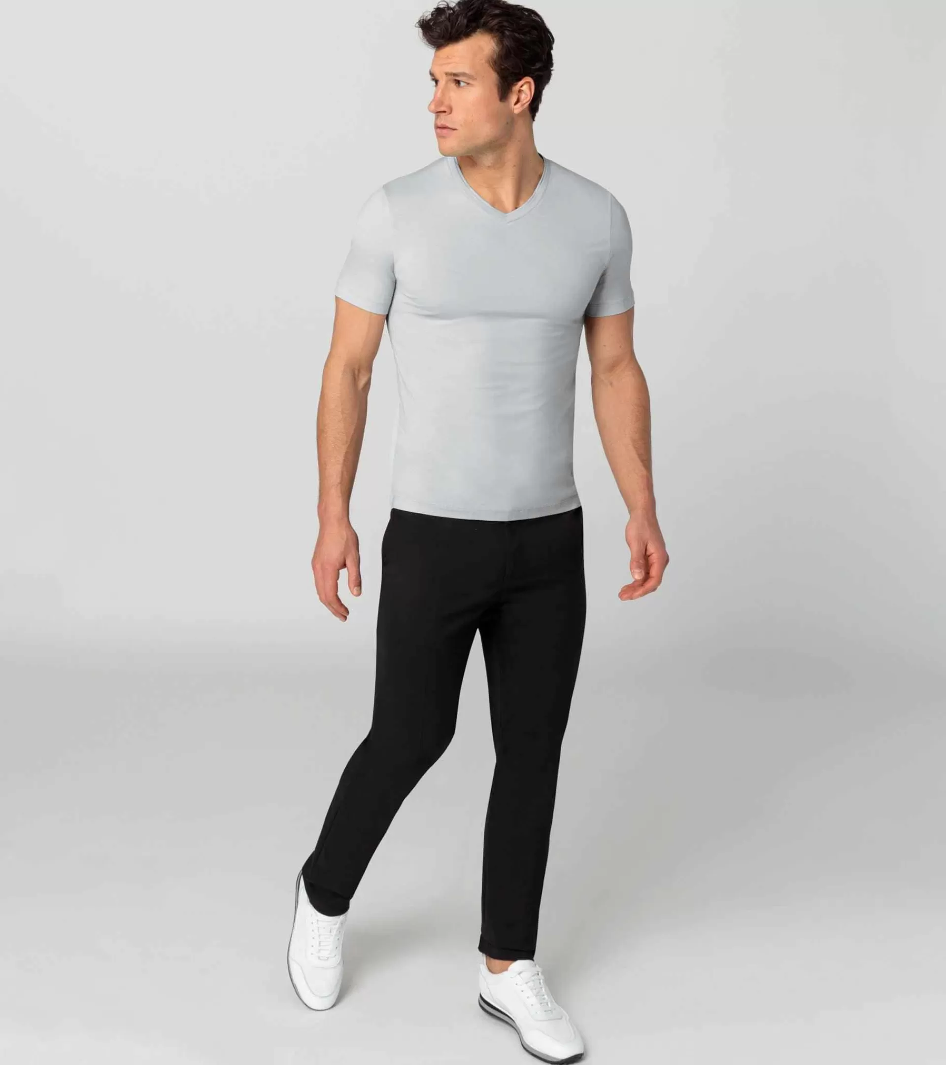 Porsche Design V-Neck T-Shirt Ash Gray Outlet